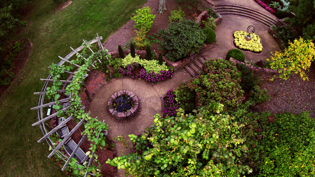 Drone shot of gardens